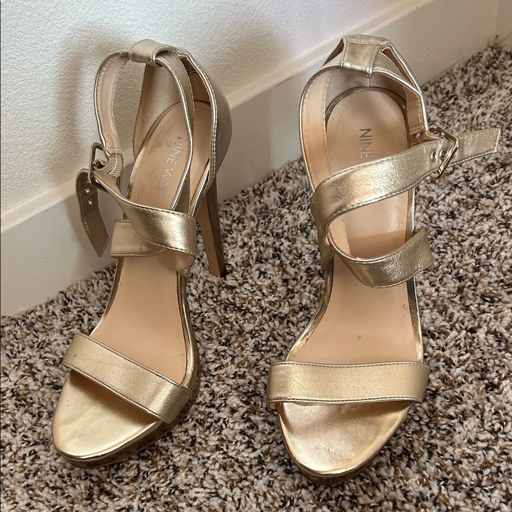 Nine West Metallic Gold Heels